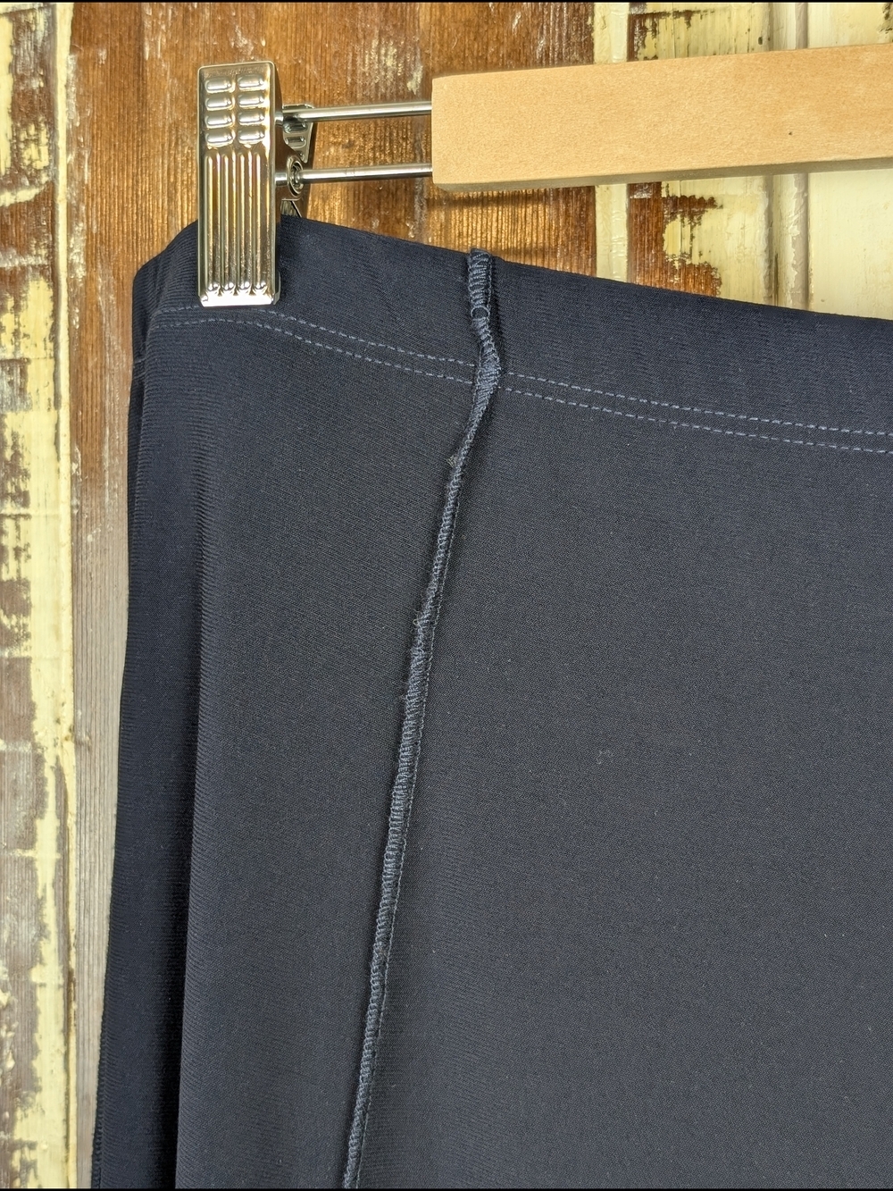 Vintage Vin Rouge Navy Stretch Midi Skirt XL Made in Canada 90s Pull On Flared - Picture 6 of 7